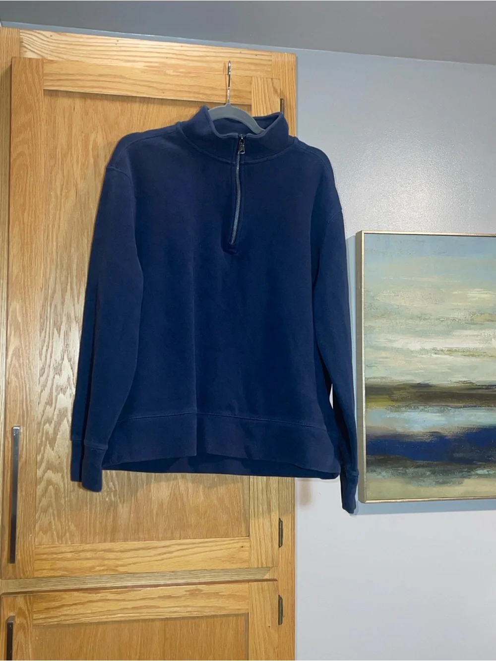 Banana Republic Navy Blue Pullover Top 1/4 Zip | Office Casual Mid Weight | Sz L